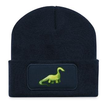 Salbeigrüner Aquarell-Dino - Recycelte Patch Beanie - French Navy - Vorne