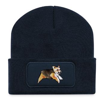 Corgi Aquarell-Dash - Recycelte Patch Beanie - French Navy - Vorne