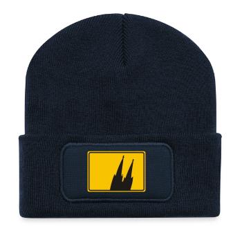 Kölner Dom Köln Ortsschild - Recycelte Patch Beanie - French Navy - Vorne