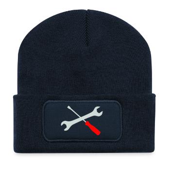 Wrench and screwdriver crossed - Recycled Patch Beanie - french navy - Front