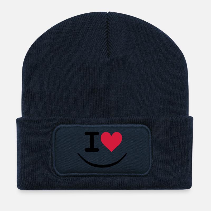 I love - Beanie recyclé à patch - bleu marine