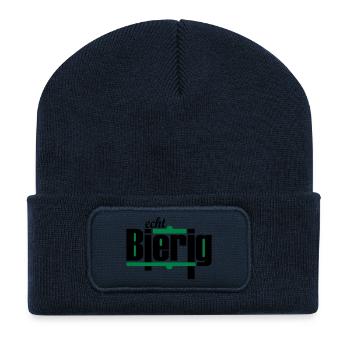 "echt Bierig" by Claudia-Moda - Recycelte Patch Beanie - French Navy - Vorne