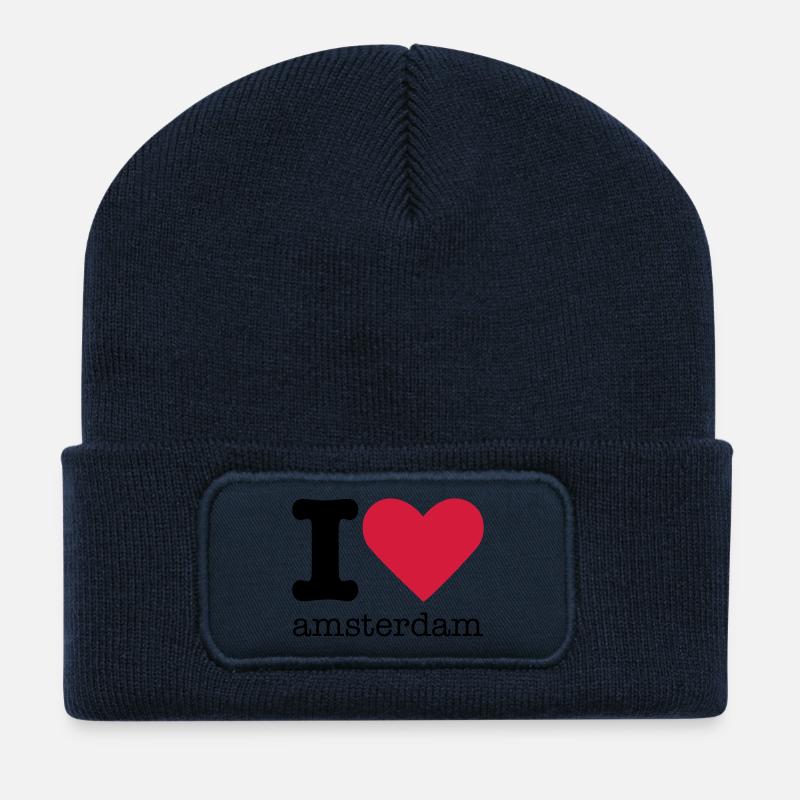 I Love Amsterdam - Recycled Patch Beanie - french navy