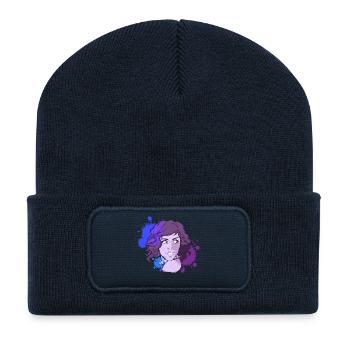 Portrait encre - Beanie recyclé à patch - bleu marine - Devant
