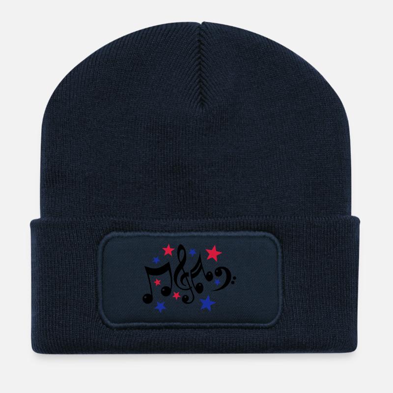 Noten und Sterne 3c - Recycelte Patch Beanie - French Navy
