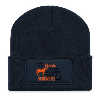 Schönstes Pferd - Recycelte Patch Beanie - French Navy - Vorne