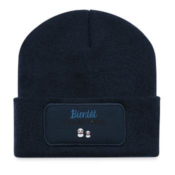 Bientôt grand frère - Beanie recyclé à patch - bleu marine - Devant