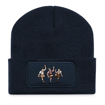 Bayrische Schuhplattler in Lederhosen - Recycelte Patch Beanie - French Navy - Vorne