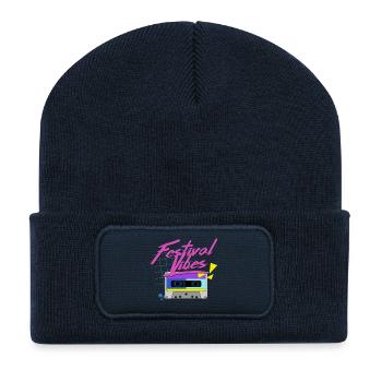 festival vibes - Beanie recyclé à patch - bleu marine - Devant