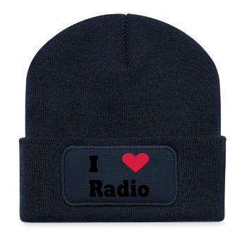 I love radio - Beanie recyclé à patch - bleu marine - Devant
