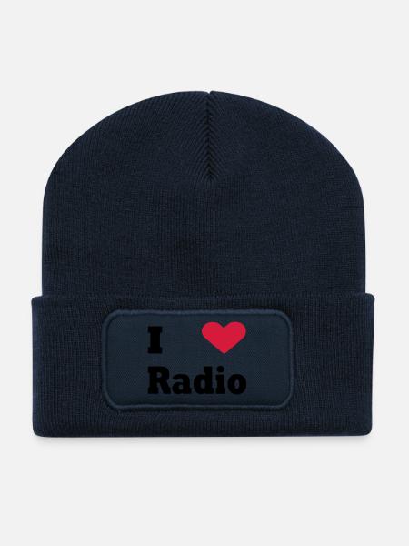 I love radio - Beanie recyclé à patch - bleu marine
