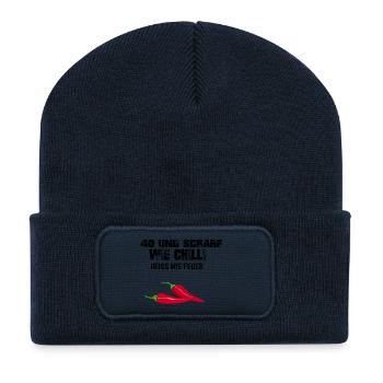 40 Geburtstag - Recycelte Patch Beanie - French Navy - Vorne