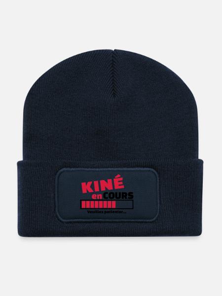 kiné en cours - Beanie recyclé à patch - bleu marine