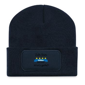 Schlau - Recycelte Patch Beanie - French Navy - Vorne
