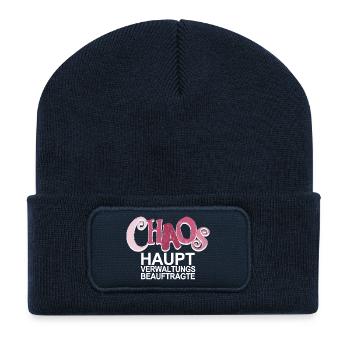 Chaos Beauftragte - lustiger Spruch für Mütter - Recycelte Patch Beanie - French Navy - Vorne