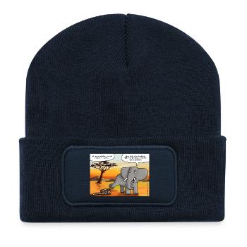 Elefant und Schlange - Recycelte Patch Beanie - French Navy - Vorne