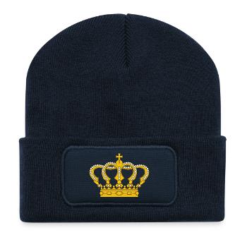 krone crown koenig king castle schloss tower burg1 - Recycelte Patch Beanie - French Navy - Vorne