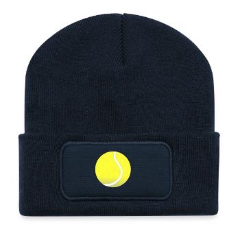 Gelber Tennis Ball im schicken Design - Recycelte Patch Beanie - French Navy - Vorne