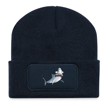funny shark - Recycled Patch Beanie - french navy - Front
