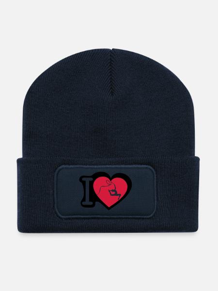 grs love coeur heart gymnastique3 - Beanie recyclé à patch - bleu marine