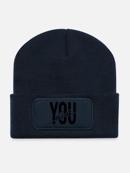 Merci Merci Merci cadeau - Beanie recyclé à patch - bleu marine
