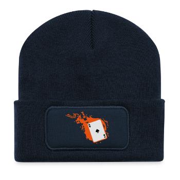 carte poker card as flamme pique1 - Beanie recyclé à patch - bleu marine - Devant
