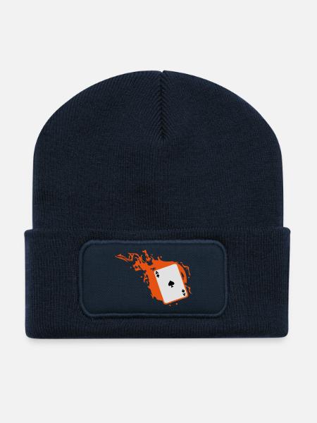 Karten-Poker-Karte als Flamm pique1 - Recycelte Patch Beanie - French Navy