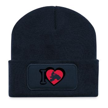 love heart heart quad 8022 - Recycled Patch Beanie - french navy - Front