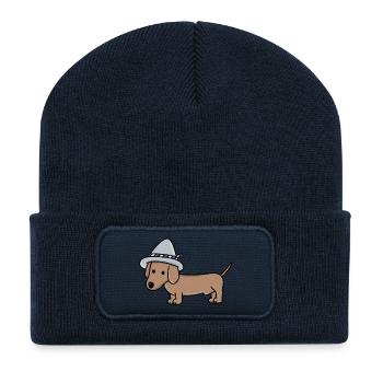 German Dackel - Recycelte Patch Beanie - French Navy - Vorne