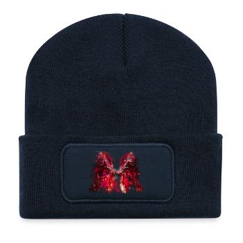 gxp woelfe hate lundi splatter aquarelle rouge - Beanie recyclé à patch - bleu marine - Devant