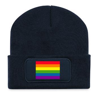 Gay-Pride-Flagge - Recycelte Patch Beanie - French Navy - Vorne