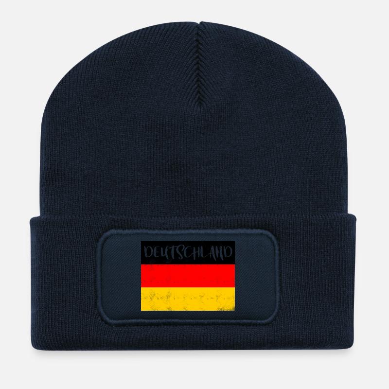 Drapeau de l'Allemagne, drapeau de l'Allemagne, champion du monde - Beanie recyclé à patch - bleu marine