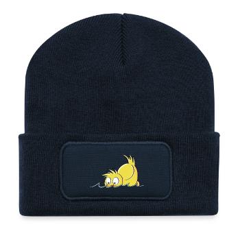 Duck Duck - Bande dessinée de canard - Beanie recyclé à patch - bleu marine - Devant