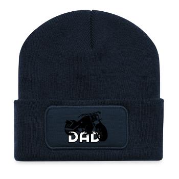 Biker DAD Black/White Motorcycle - Recycelte Patch Beanie - French Navy - Vorne