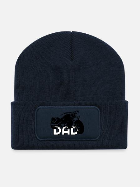 Biker DAD Noir / Blanc Moto - Beanie recyclé à patch - bleu marine