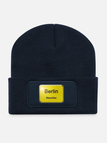 Ortsschild Berlin Besucher - Recycelte Patch Beanie - French Navy