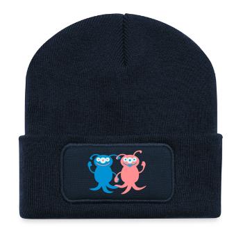 Cute Alien Love Couple - Beanie recyclé à patch - bleu marine - Devant