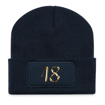 18 Jahre Gold 18. Geburtstag Volljährigkeit - Recycelte Patch Beanie - French Navy - Vorne