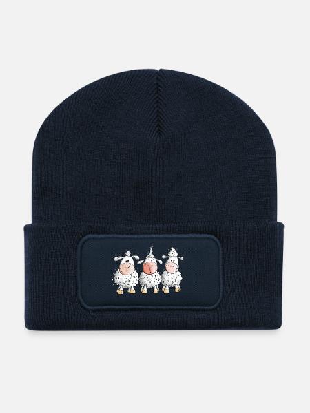 Mouton cool TrioI Fun mouton I motif animal - Beanie recyclé à patch - bleu marine