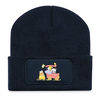 Hey little Panda where are you going? - Recycled Patch Beanie - french navy - Front