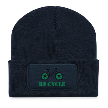 Re cycle - Beanie recyclé à patch - bleu marine - Devant