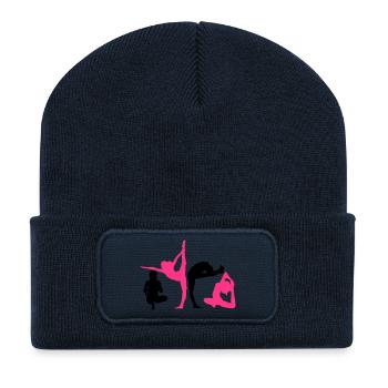 4 femmes dans l'exercice d'yoga - Beanie recyclé à patch - bleu marine - Devant