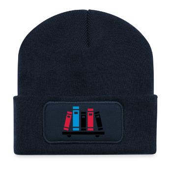 Livres - Beanie recyclé à patch - bleu marine - Devant