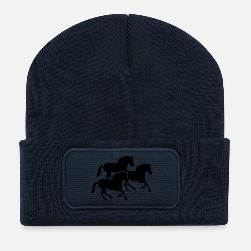 Pferde - Recycelte Patch Beanie - French Navy