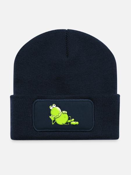 Verträumter Frosch - Recycelte Patch Beanie - French Navy