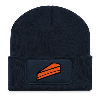 un dessin d'une part de gâteau - Beanie recyclé à patch - bleu marine - Devant