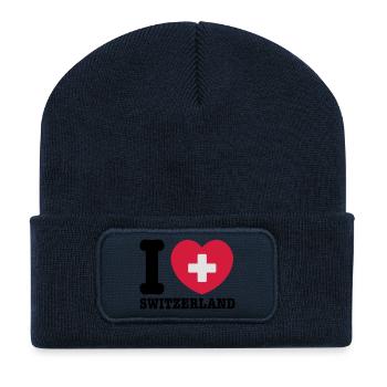 Schweiz - Recycelte Patch Beanie - French Navy - Vorne