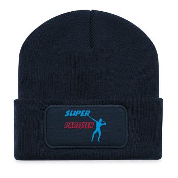 Super parisien - Beanie recyclé à patch - bleu marine - Devant