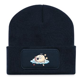 Sleeping Cat - Chat - Beanie recyclé à patch - bleu marine - Devant