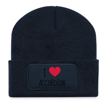 Accordéon Accordéoniste Musique Musicien Concert - Beanie recyclé à patch - bleu marine - Devant
